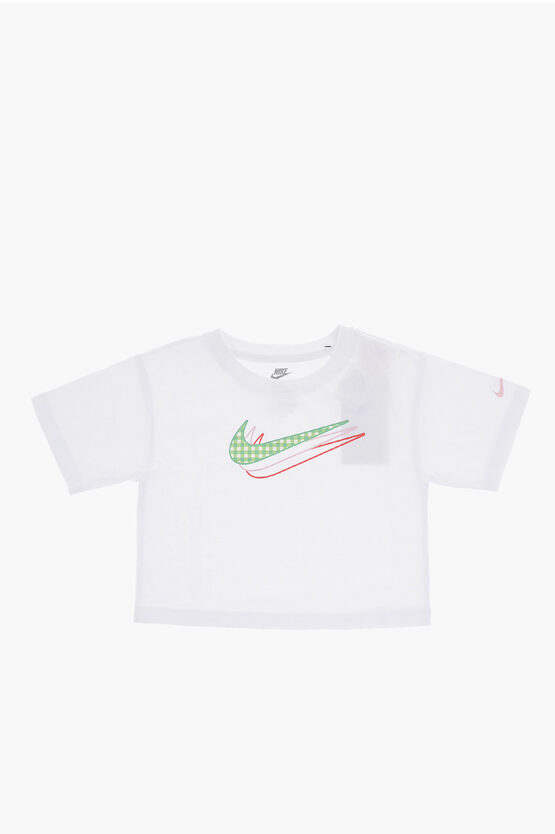 Nike Kids' Crew-neck T-shirt With Printed Logo In White