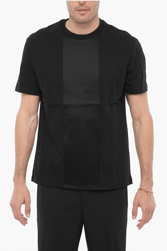 Shop Neil Barrett Crew-neck T-shirt With Ton-on-ton Detail