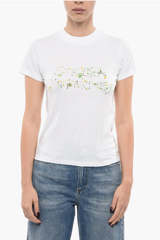 Shop Stella Mccartney Crew Neck The Dandelion T-shirt With Embroidered Logo