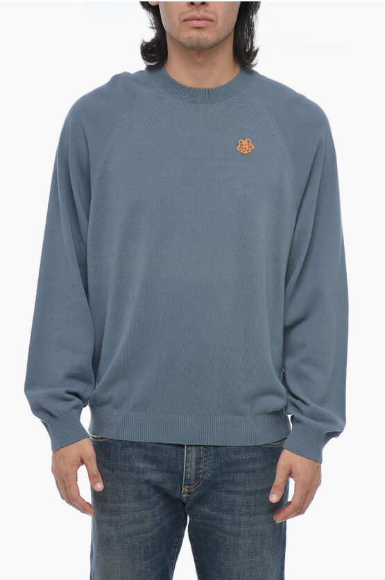 Shop Kenzo Crew Neck Tiger Crest Cotton Sweater