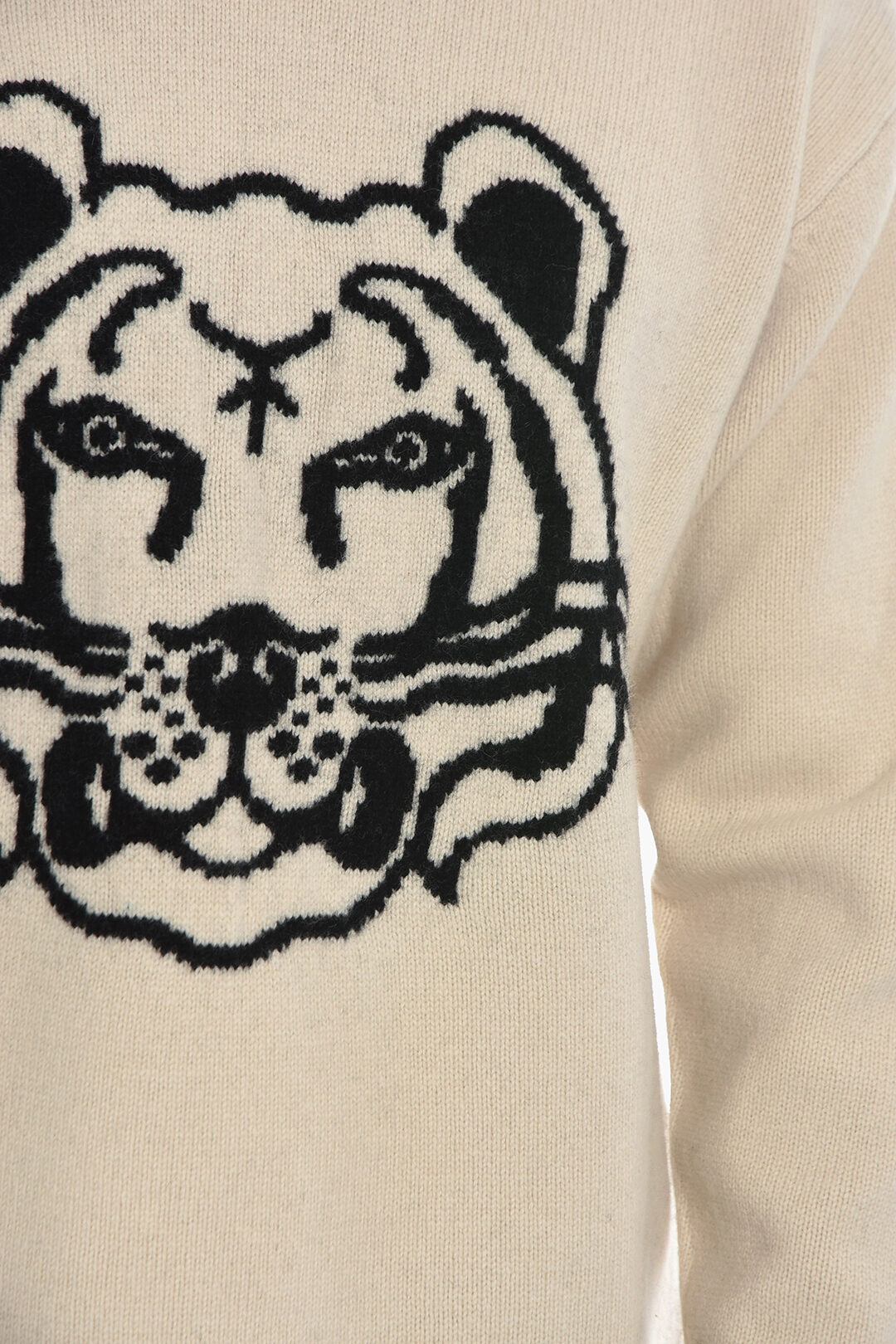 Kenzo Crew Neck TIGER Wool Sweater with Jacquard Logo men
