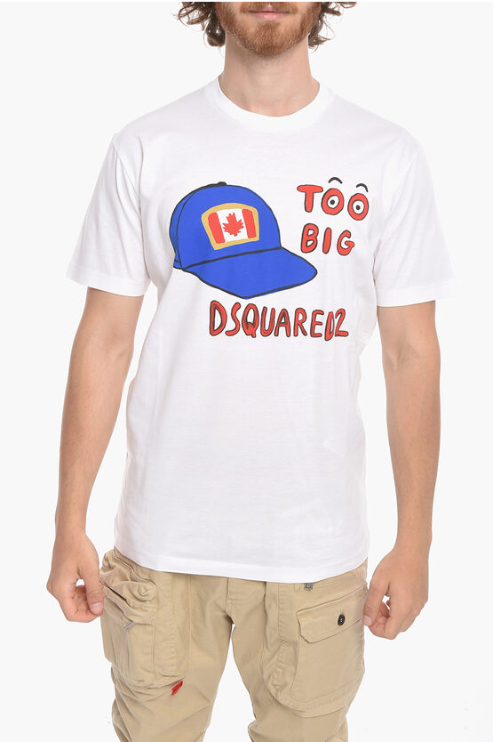 Dsquared2 Crew Neck Too Big Cotton T-shirt In White