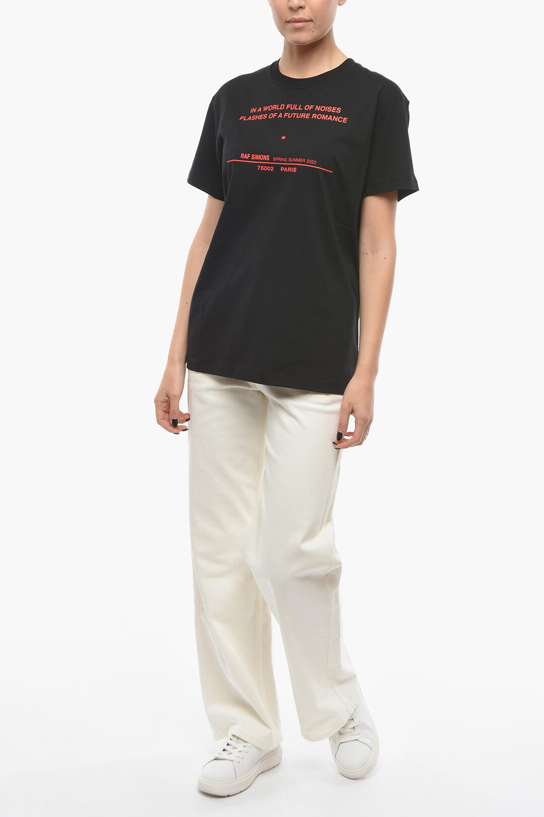 Raf Simons Crew-neck TOUR T-shirt with Contrasting Lettering