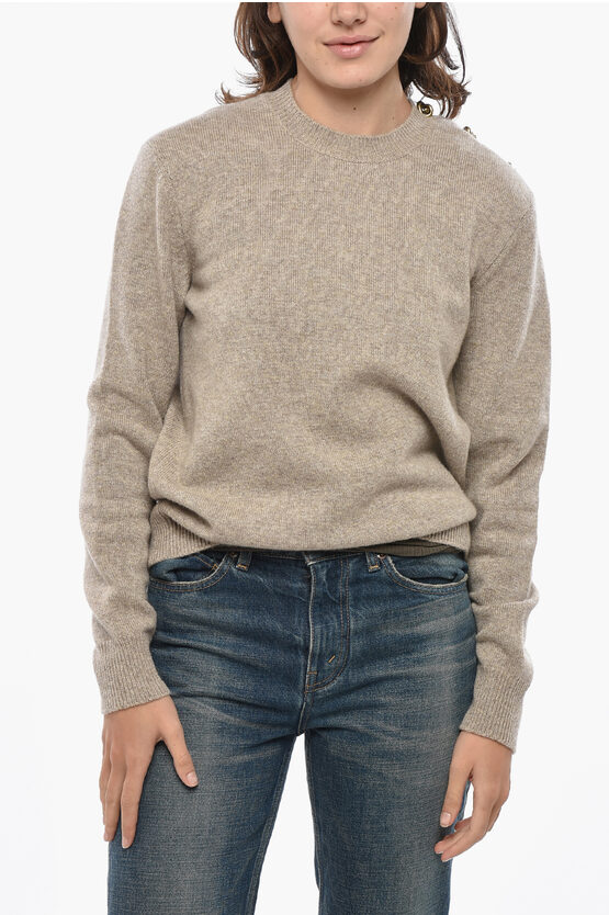 Bottega Veneta Crew Neck Triple Knot Cashmere Blend Sweater In Brown