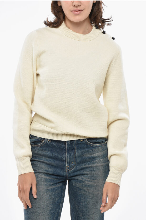Bottega Veneta Crew Neck Triple Knot Wool Sweater In Neutral