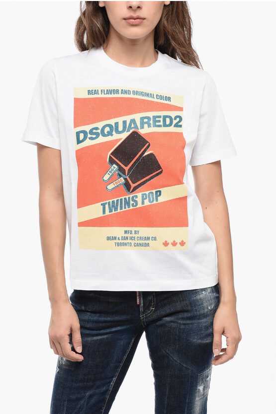 Shop Dsquared2 Crew Neck Twins Pop Cotton T-shirt