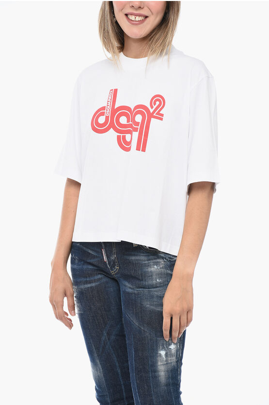 Shop Dsquared2 Crew Neck Vertigo T-shirt With Printed Logo