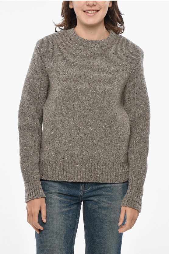 Bottega Veneta Crew Neck Wool Blend Pullover In Gray