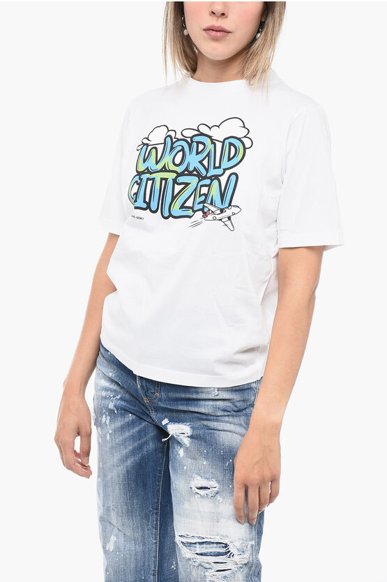 Shop Dsquared2 Crew Neck World Citizen Cotton T-shirt