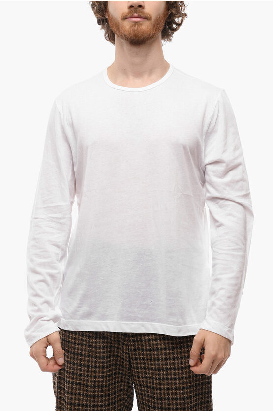 Ann Demeulemeester Crew Neck Yves Cotton T-shirt With Blurry Logo In White