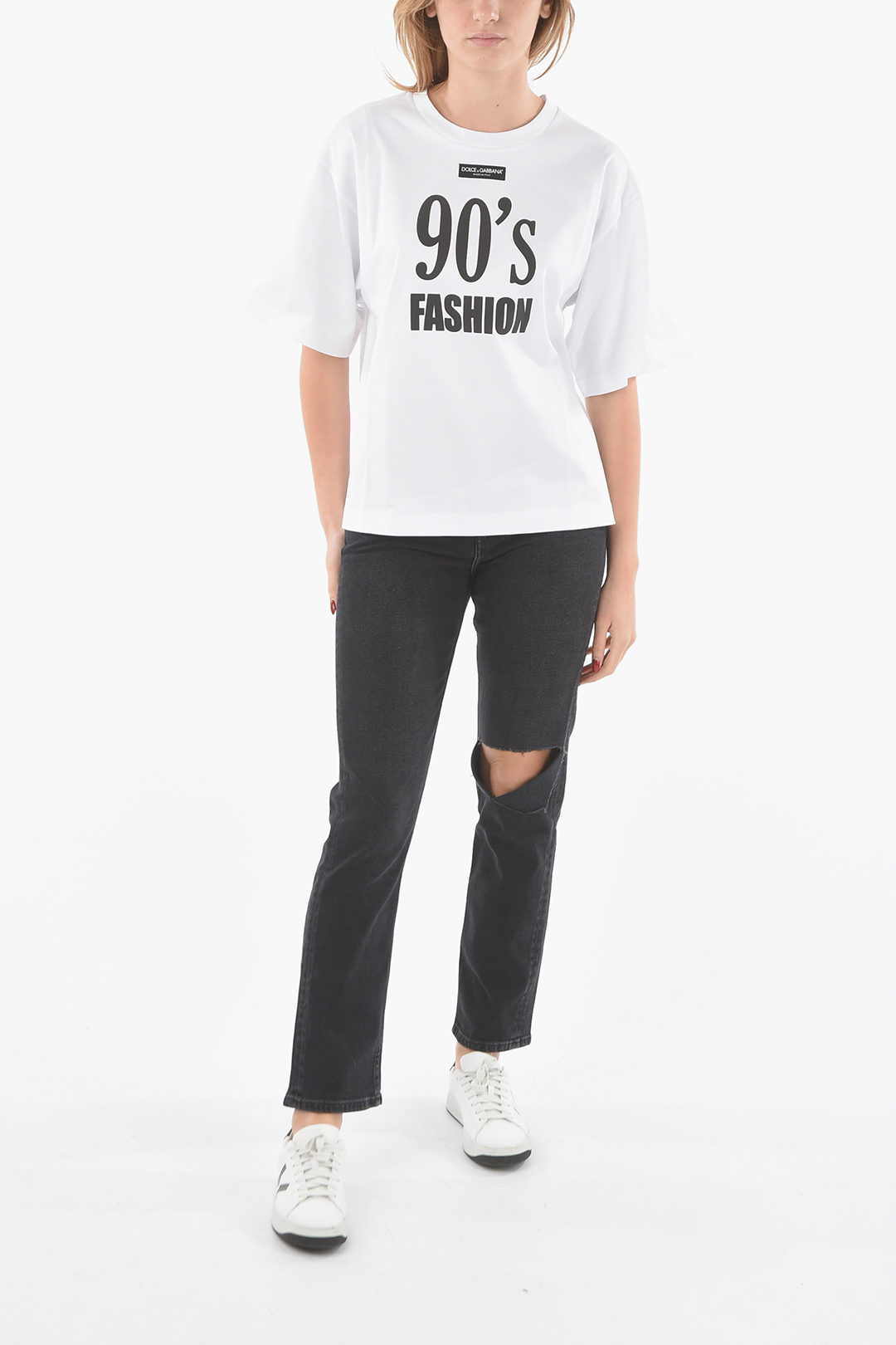 Dolce & Gabbana Crewneck 90'S FASHION T-shirt with Lettering Print women -  Glamood Outlet
