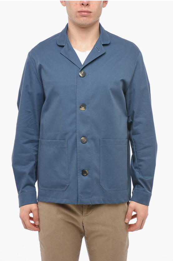 Doppiaa Crewneck Aasti Jacket With Patch Pocket In Blue