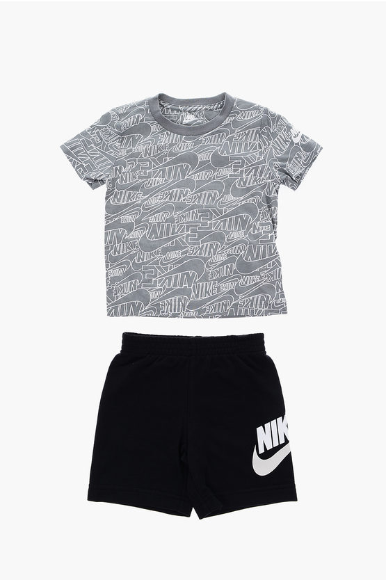 Crewneck All-Over Logo T-shirt and Shorts Set
