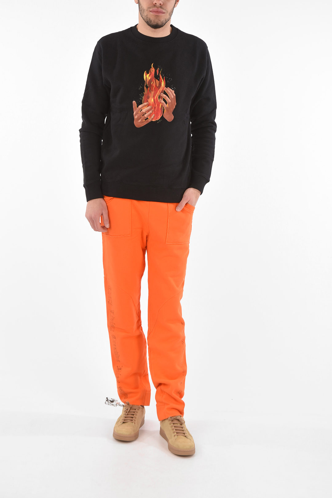 Crewneck DIAG FIRE Sweatshirt with Fire Print