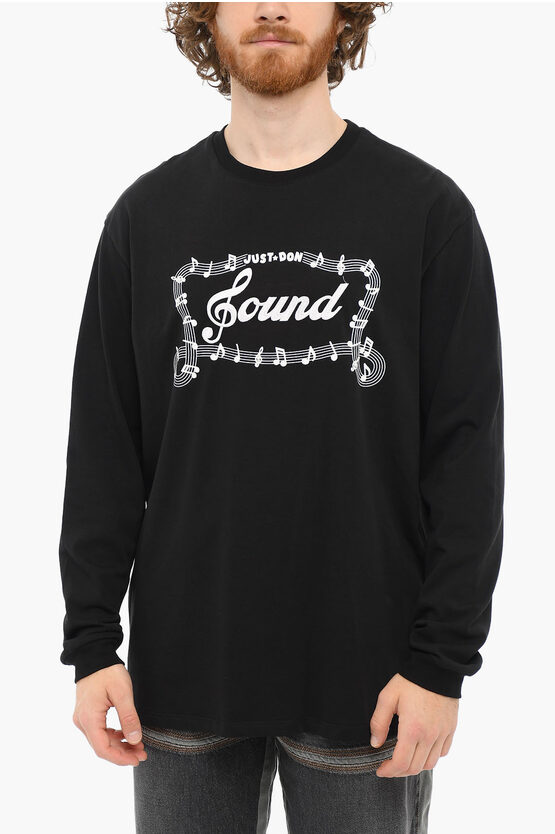 Just Don Crewneck Embroidered Logo Long Sleeved T-shirt In Black