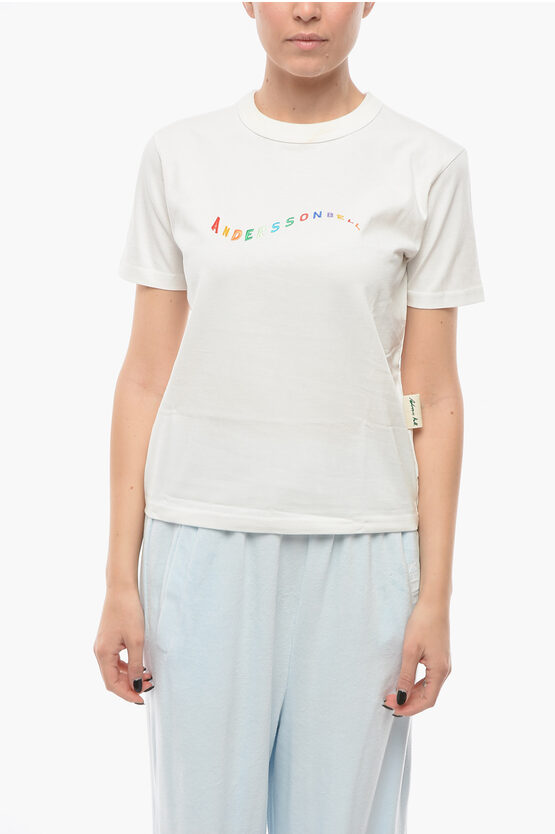 Shop Andersson Bell Crewneck Flow T-shirt With Embroidered Logo