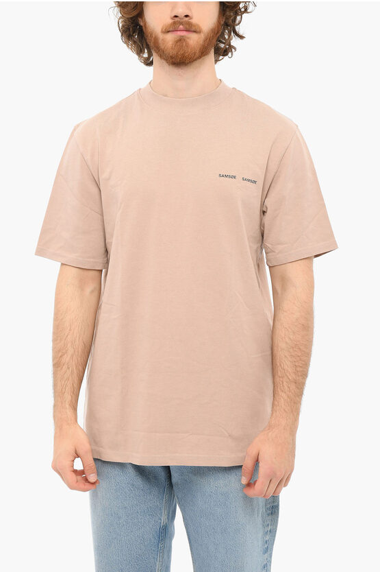 Samsoe & Samsoe Crewneck Norsbro Short Sleeved T-shirt With Logo Print In Pink
