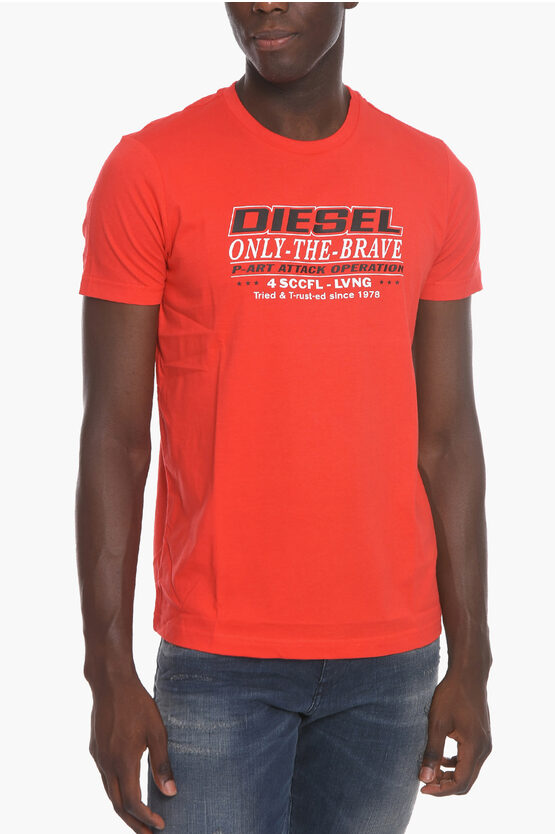 Diesel Crewneck Printed T-diegos-k20 T-shirt In Red