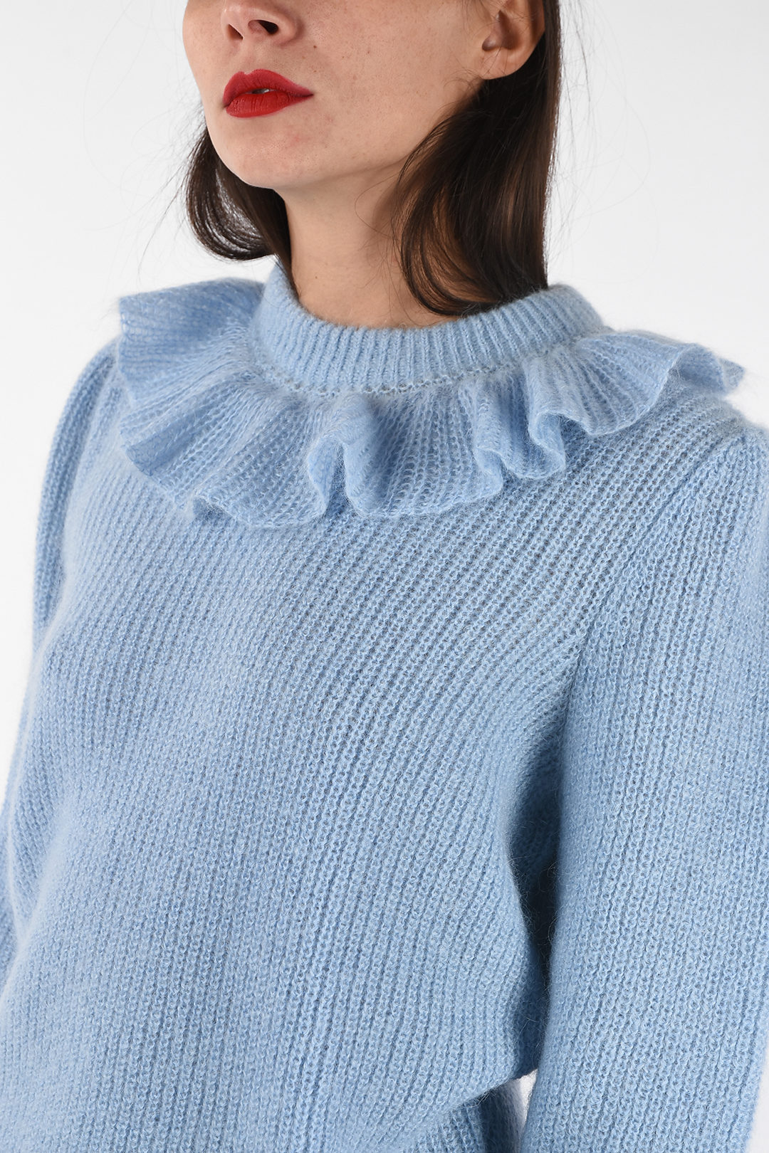 Miu Miu Crewneck Sweater with Ruffles women - Glamood Outlet