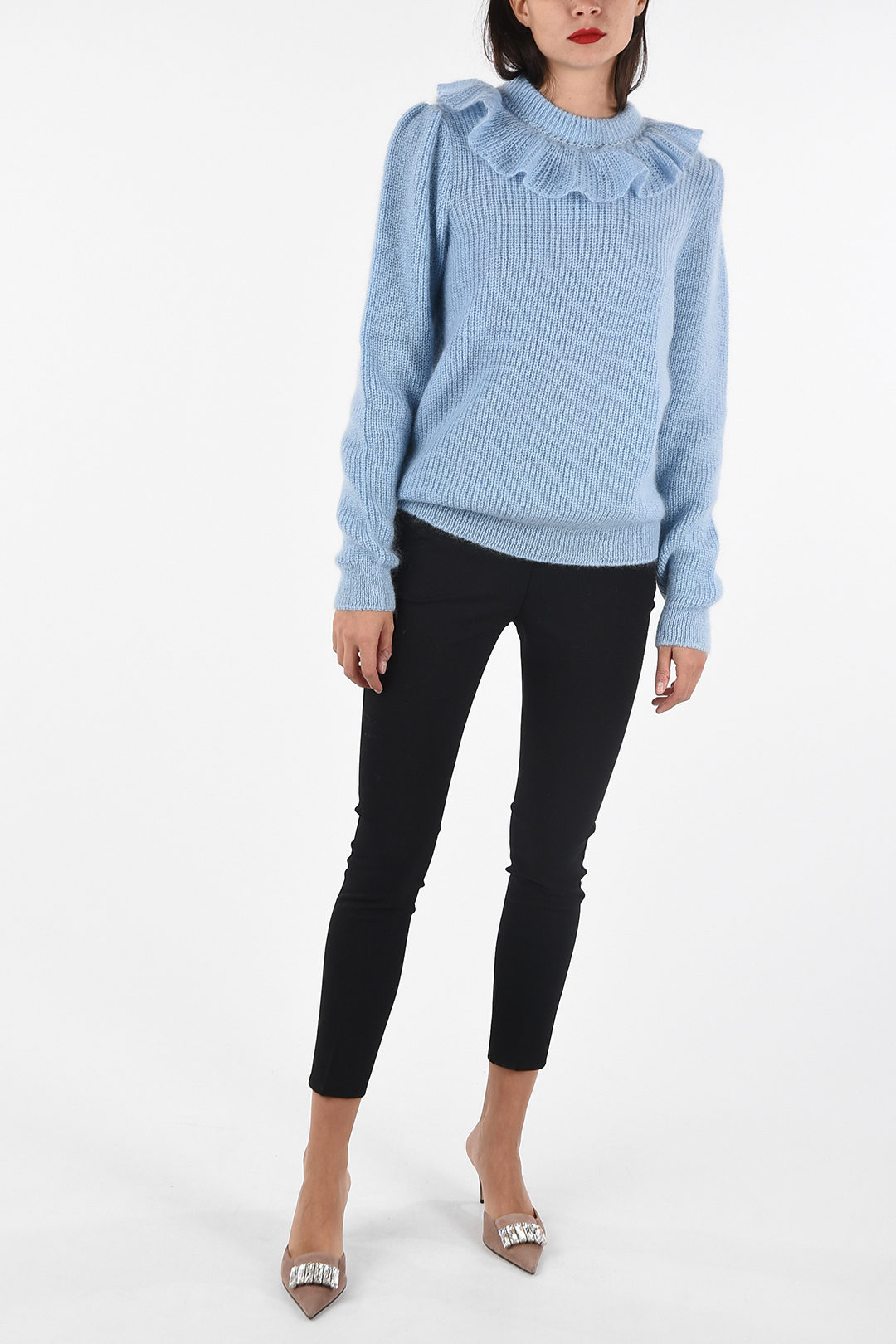 Miu Miu Crewneck Sweater with Ruffles women - Glamood Outlet