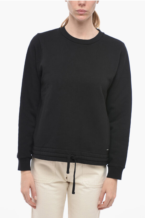 Shop Woolrich Crewneck Sweatshirt With Drawstring