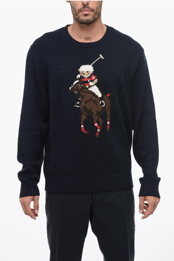 Shop Polo Ralph Lauren Crewneck Sweatshirt With Embroidered Polo Bear