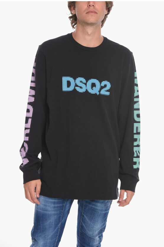 Dsquared2 Crewneck Sweatshirt With Logo Print In Black