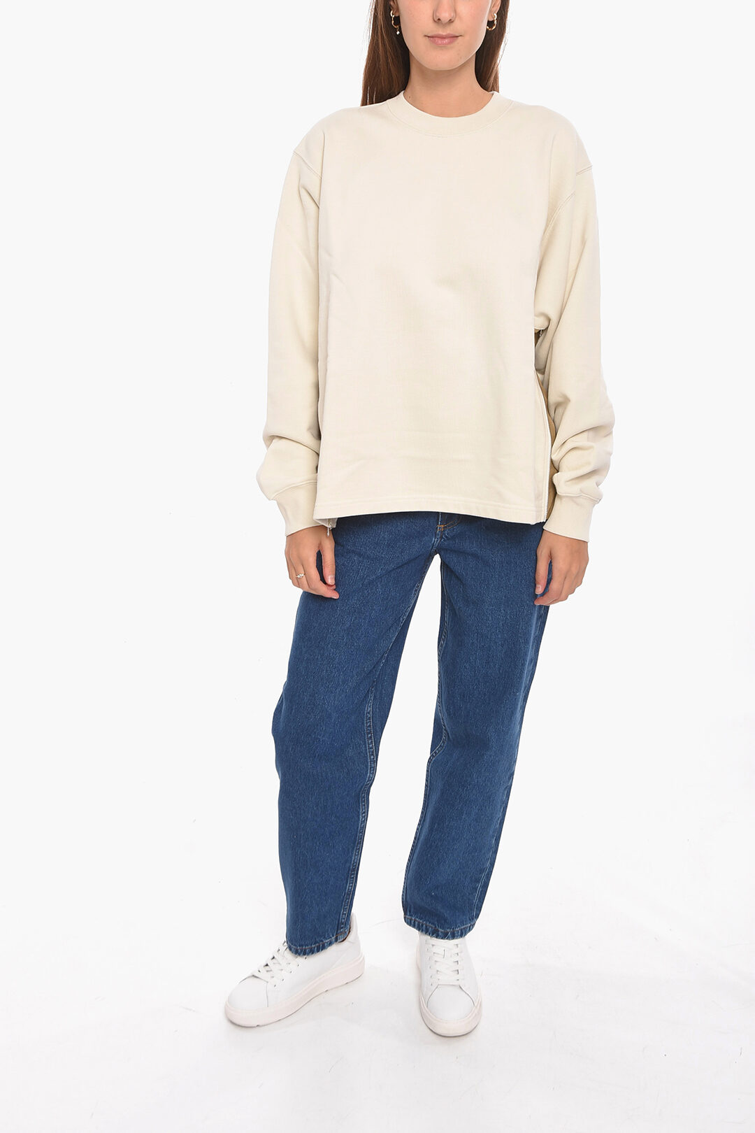 Crewneck Sweatshirt with Side-zip Detailing