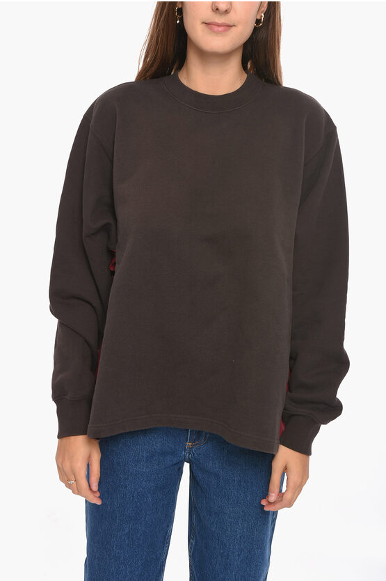 Ambush Crewneck Sweatshirt With Side-zip Detailing In Brown
