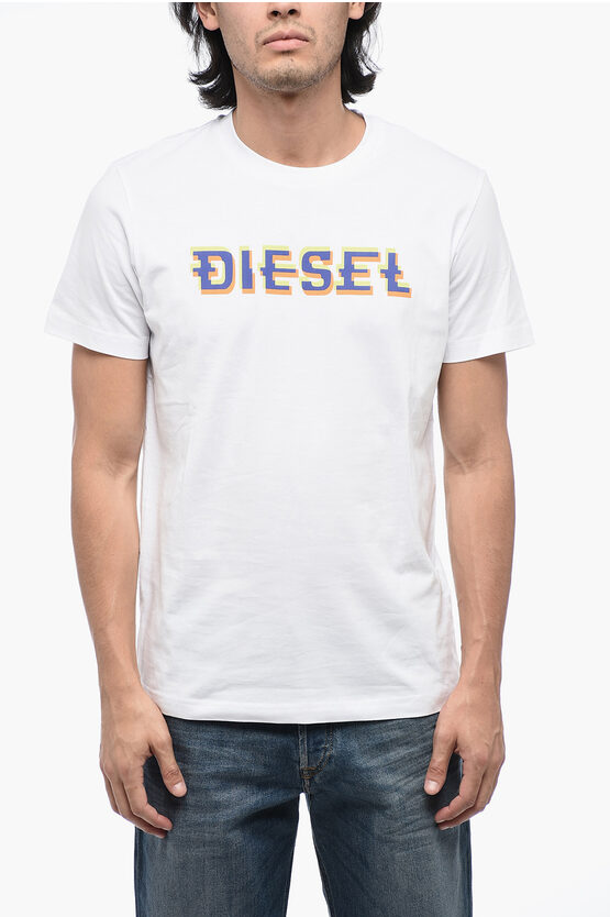 Shop Diesel Crewneck T-diegor-k52 T-shirt With Printed Logo