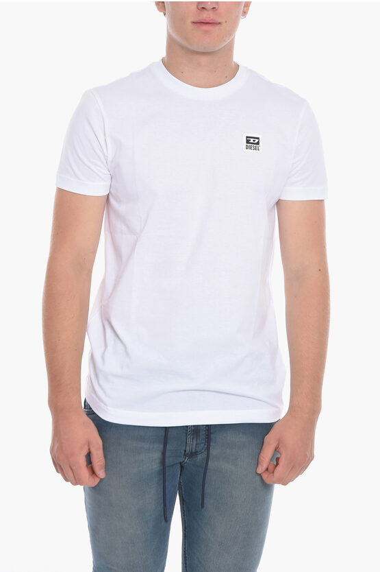 Diesel Crewneck T-diegos-k30 T-shirt With Patch Logo In White