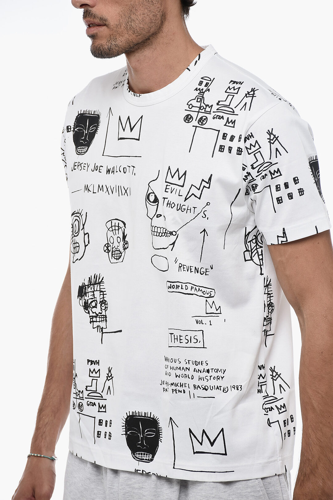 Junya Watanabe Crewneck T-Shirt with Basquiat Print men