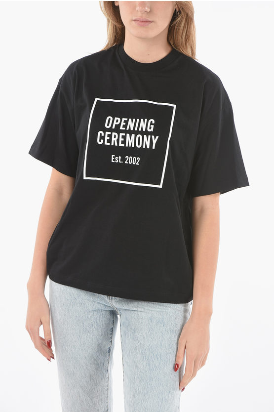 Shop Opening Ceremony Crewneck T-shirt With Box Logo Print