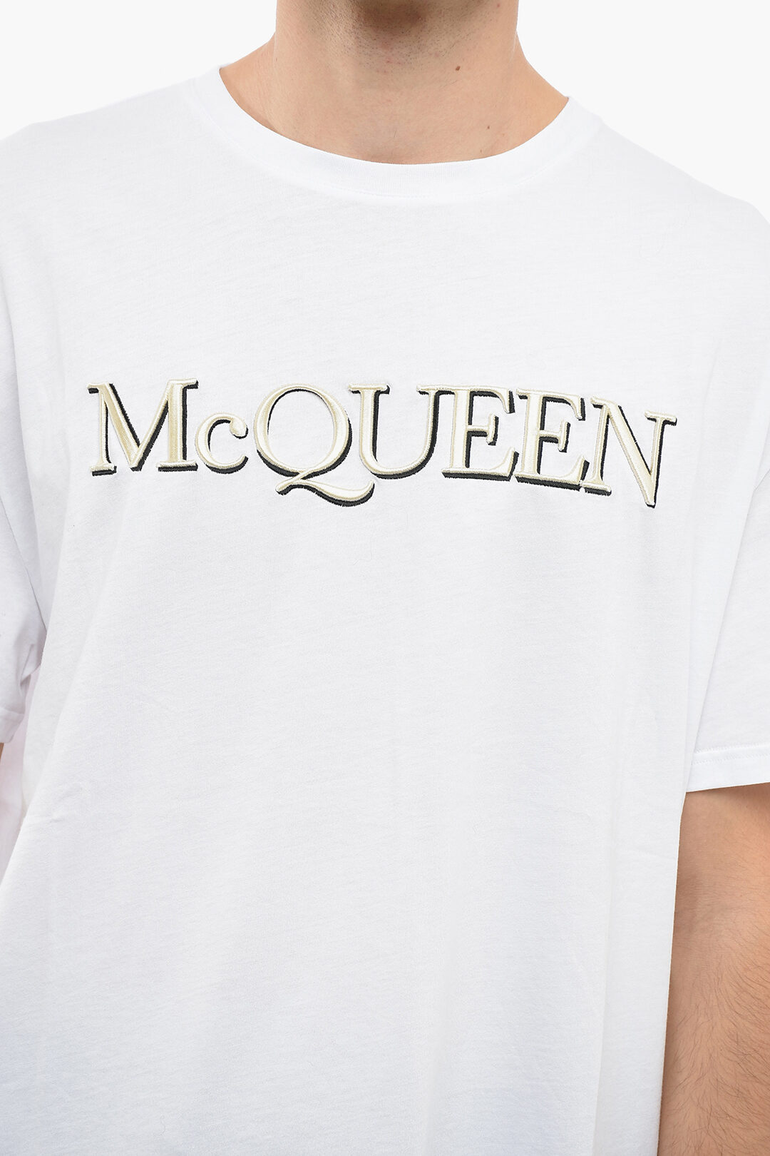 Alexander McQueen Crewneck T-shirt with Embroidered Logo men