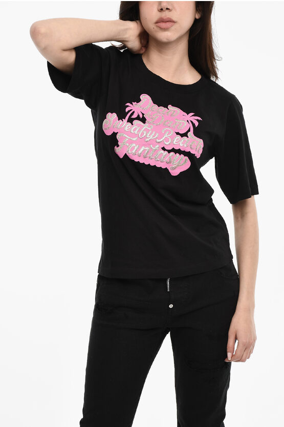 Dsquared2 Crewneck T-shirt With Glittered Print