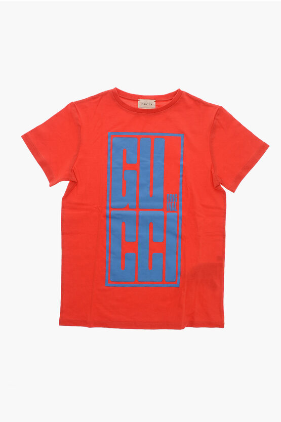 Crewneck T-Shirt With Maxi Printed Logo