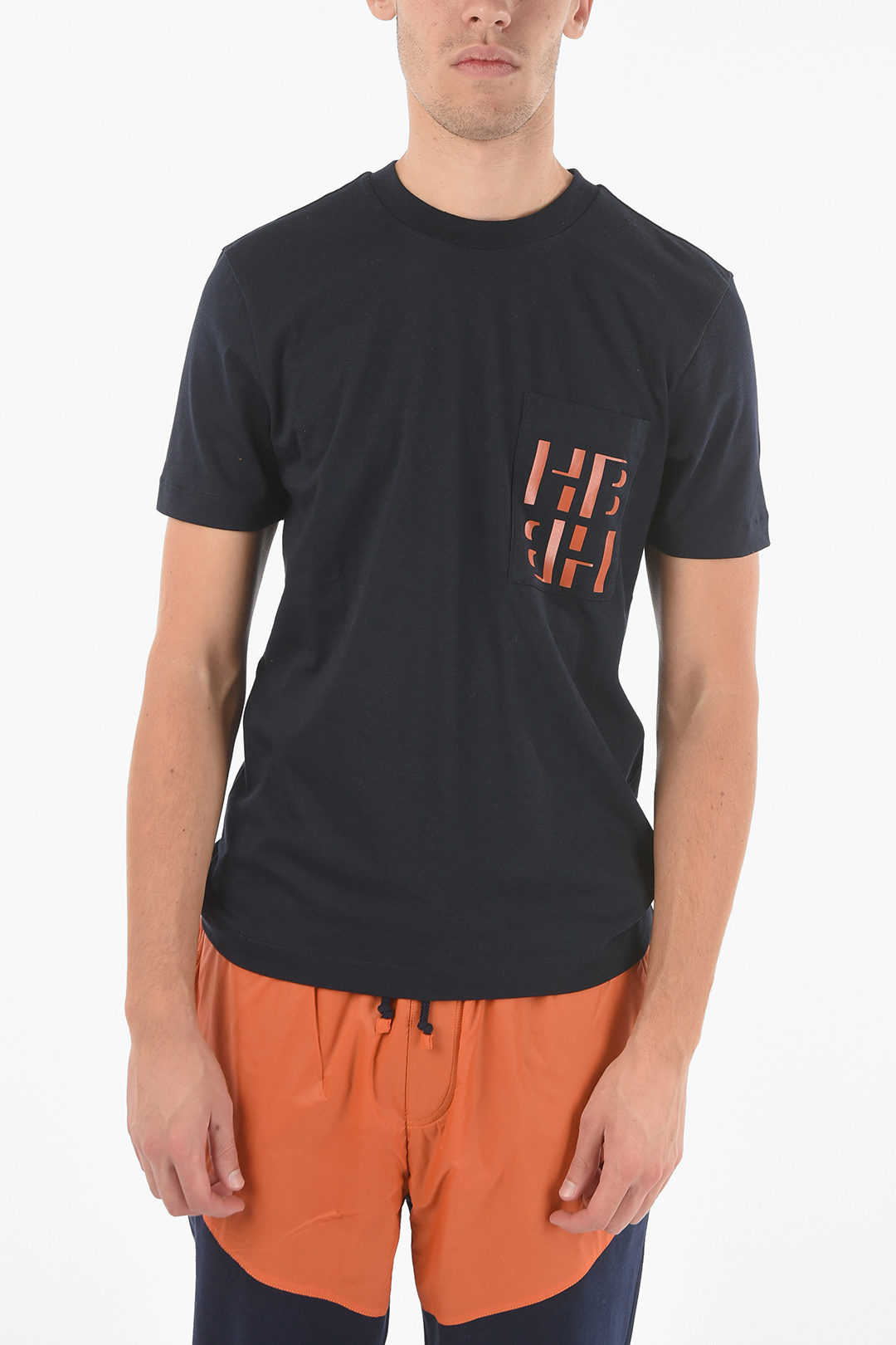 Hugo Boss T-shirt Glamood Pocket men With Breast Crewneck Outlet Printed Logo TIBURT On 
