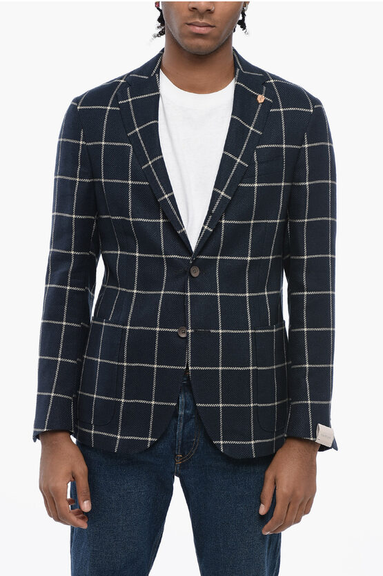 Shop Corneliani Cricle Windowpane Check Wool Blend Blazer