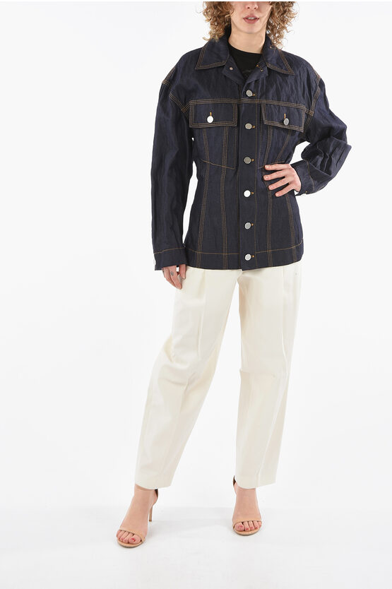 Bottega Veneta Crinkled Effect Denim Jacket women - Glamood