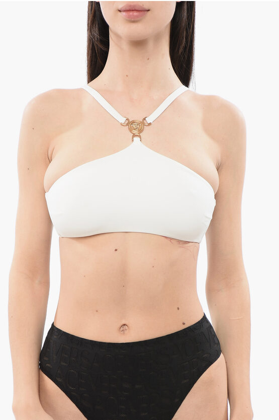 Versace Criss-cross Bikini Top With Medusa Logo