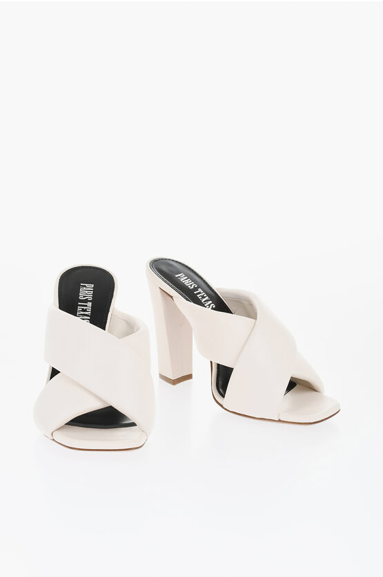 Shop Paris Texas Criss-cross Daphne Leather Mules Heel 11 Cm