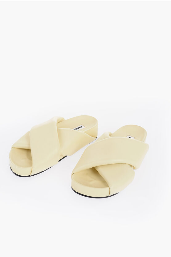 JIL SANDER CRISS CROSS DESIGNED LEATHER SANDALS 