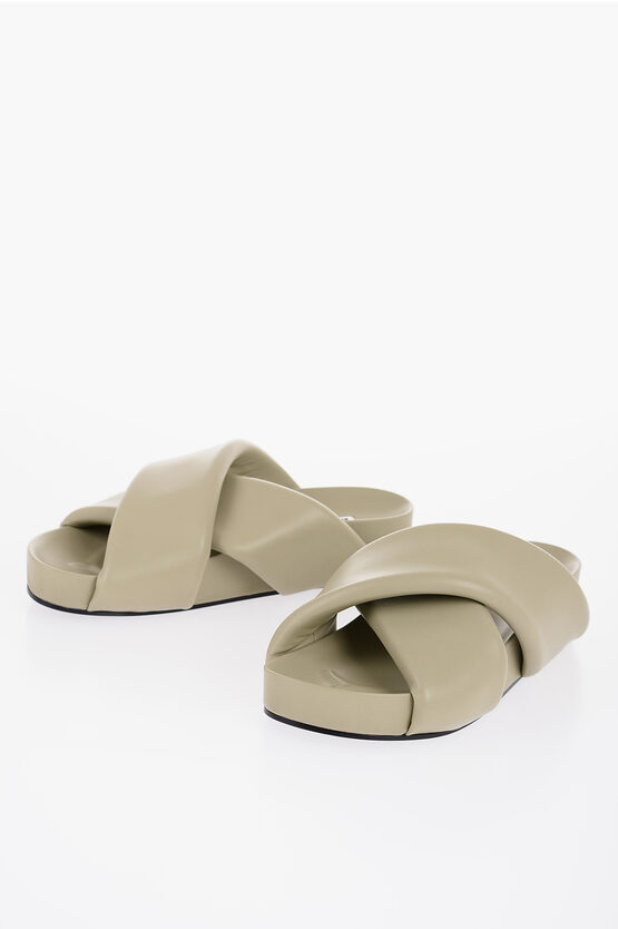 JIL SANDER CRISS CROSS DESIGNED LEATHER SANDALS 
