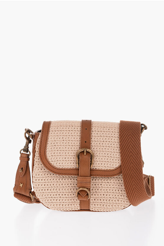 Golden Goose Crochet And Leather Francis Saddle Bag In Brown