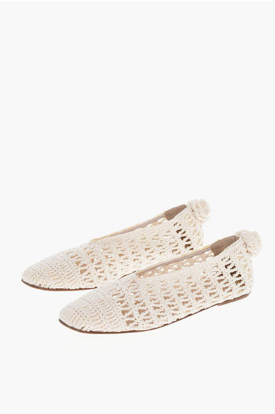 Magda Butrym Crochet Ballet Flats With Cuir Sole In Neutral