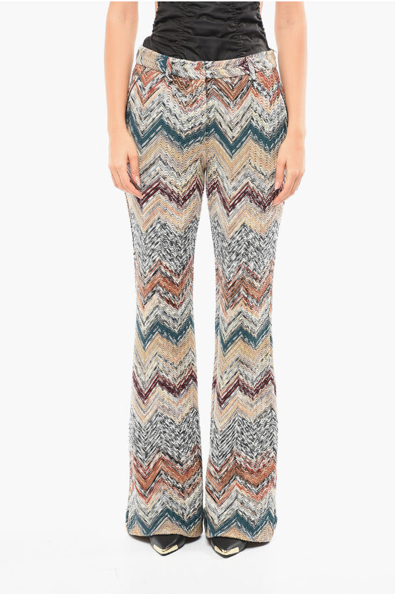 Shop Missoni Crochet Flared Trousers With Geomtric Pattern