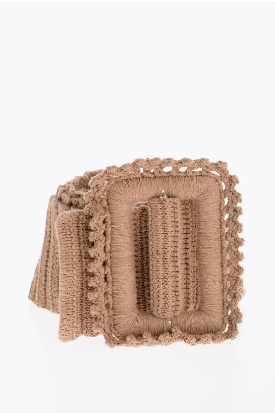 Msgm Crochet Maxi Belt 80mm In Brown