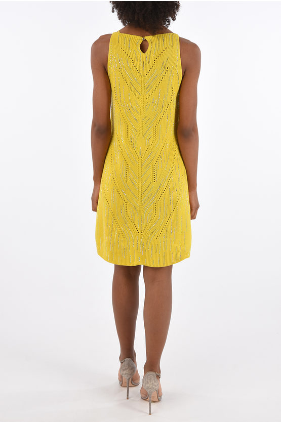 Ermanno Scervino Crochet Mini Dress with Jewel Applications