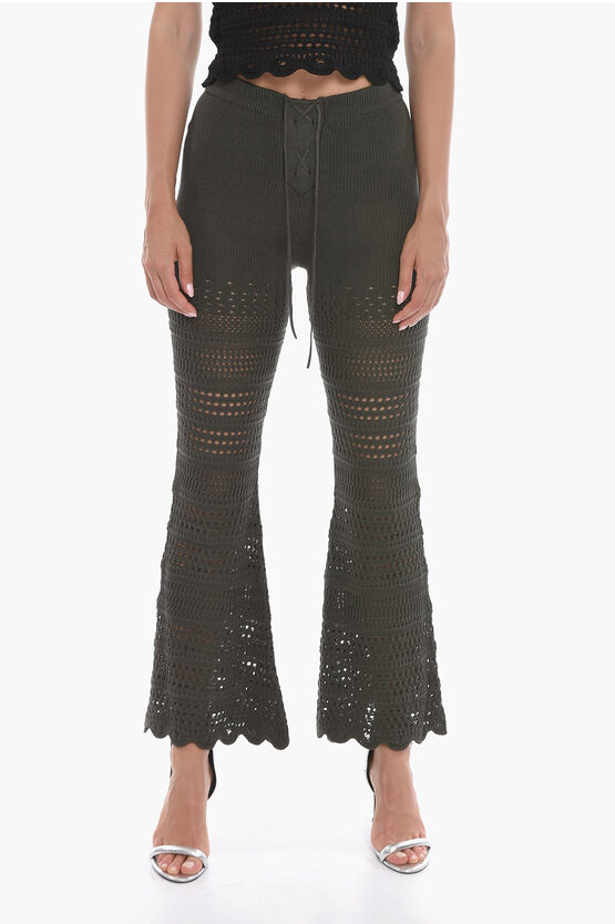 Amiri Crochet Silk Blend Flared Fit Pants In Black