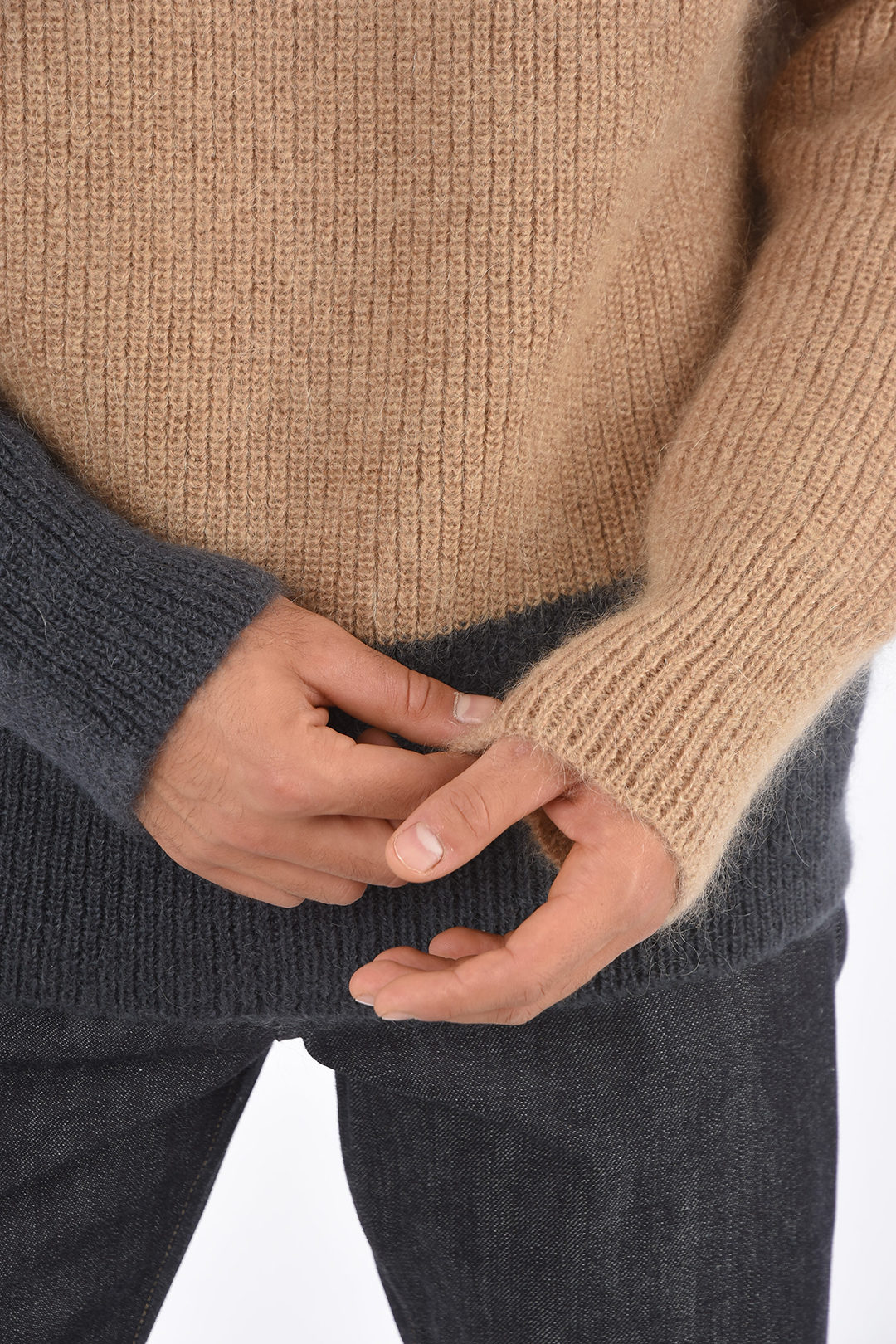 Jil Sander Crochet Wool Over-Sized Crew Neck Sweater men